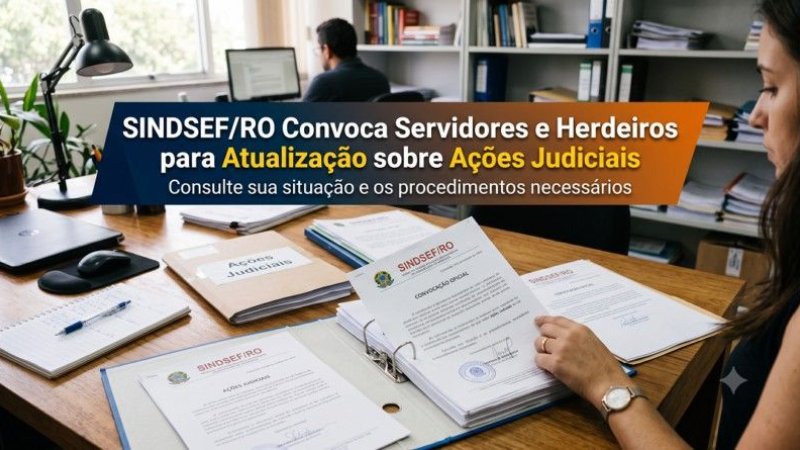 Sindsef/RO convoca servidores e herdeiros para atualização sobre ações judiciais do anuênio e 3,17% da Funai